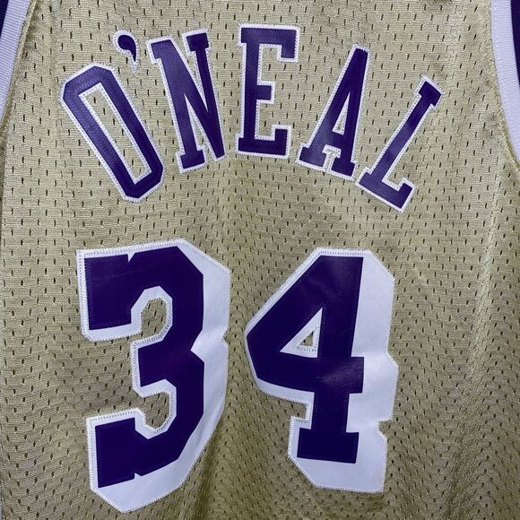 MITCHELL & NESS Shaquille O'Neal #34 Swingman Jersey LA Lakers 96-97 Mens L Gold - Picture 10 of 11